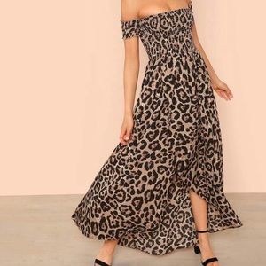 Leopard High/Low Maxi Dress